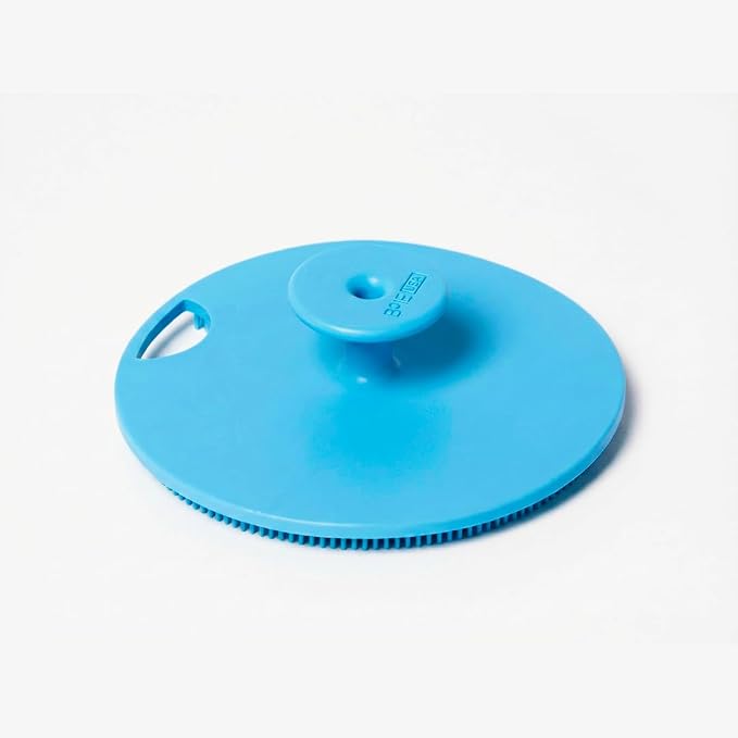Boie USA Body Scrubber with Handle - Hygienic, Exfoliating Loofah Alternative - Feels Like Silicone Scrubber Gentle on Sensitive Skin, Hypoallergenic, BPA & Latex-Free, Made in the USA (Blue)