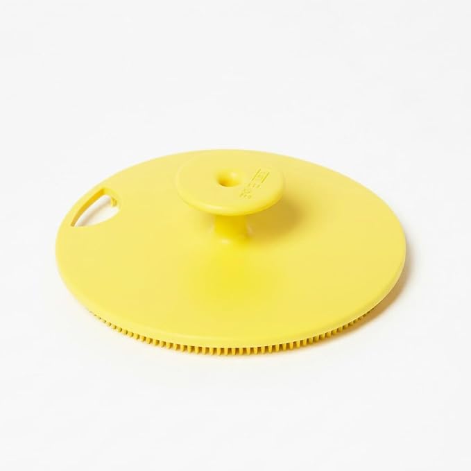 Boie USA Body Scrubber with Handle - Hygienic, Exfoliating Loofah Alternative - Feels Like Silicone Scrubber Gentle on Sensitive Skin, Hypoallergenic, BPA & Latex-Free, Made in the USA (Yellow)