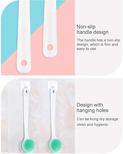 Silicone Body Scrubber Exfoliator, Back Bath Brush Long Handle for Shower | Exfoliating Back Scrubber for Shower for Men Women, Shower Brush for Back with Soft Bristles, BPA Free, Non-Slip
