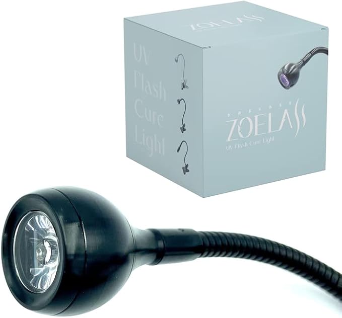 395-405nm Gooseneck UV Flash Cure lamp for Gel x Nails - Sturdy Steel Clamp, 8MM Flexible 10" Arm, 5V USB uv led lamp for Gel Nails + Protective Finger Bandages