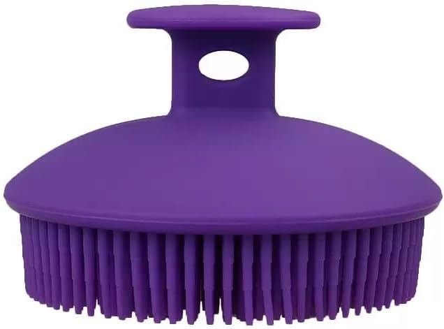 Silicone Body Scrubber, 2 in 1 Exfoliating Shower Bath Scrubber, Soft Silicone Loofah for Sensitive Skin, Shower Hair Scalp Massager, Easy to Clean, Lather Well (Purple)