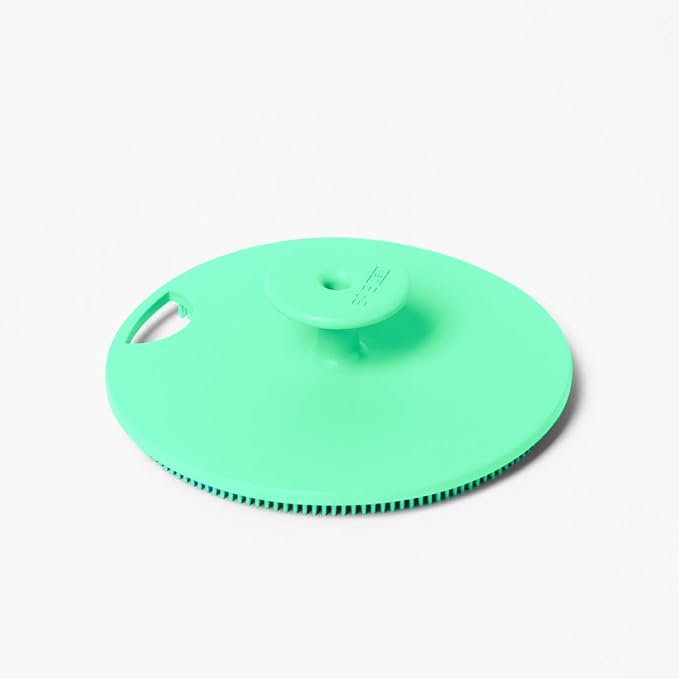 Boie USA Body Scrubber with Handle - Hygienic, Exfoliating Loofah Alternative - Feels Like Silicone Scrubber Gentle on Sensitive Skin, Hypoallergenic, BPA & Latex-Free, Made in the USA (Mint)