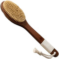 Long Handle Bristles Shower Back Scrubber, Wet Dry Bath Body Brush with Hanging Loop ，Curved Exfoliating Shower Brush for Men Women