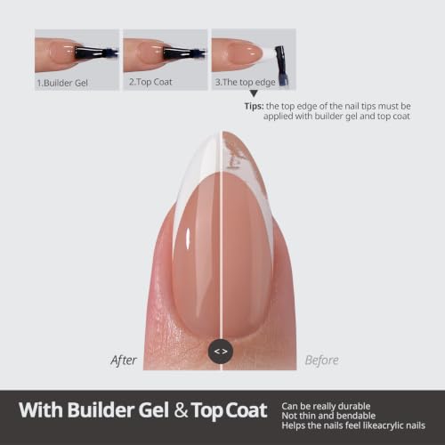 BTArtboxnails XCOATTIPS White French Tip Press On Nails, S Coffin, Brown | Lamp-Curable, 4-Week Wear, Salon Quality Value at Home, 160 Nail Tips, Glue, Builder Gel, Top Coat, Nail Lamp, All-in-one Kit