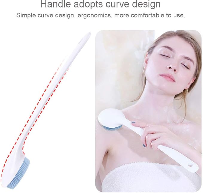 V-TOP Back Scrubber for Shower, Silicone Body Brush with Long Handle | Shower Back Scrubber with Soft Bristles, Bath Body Washer Shower Exfoliator Brush for Men and Women, BPA Free, Non-Slip