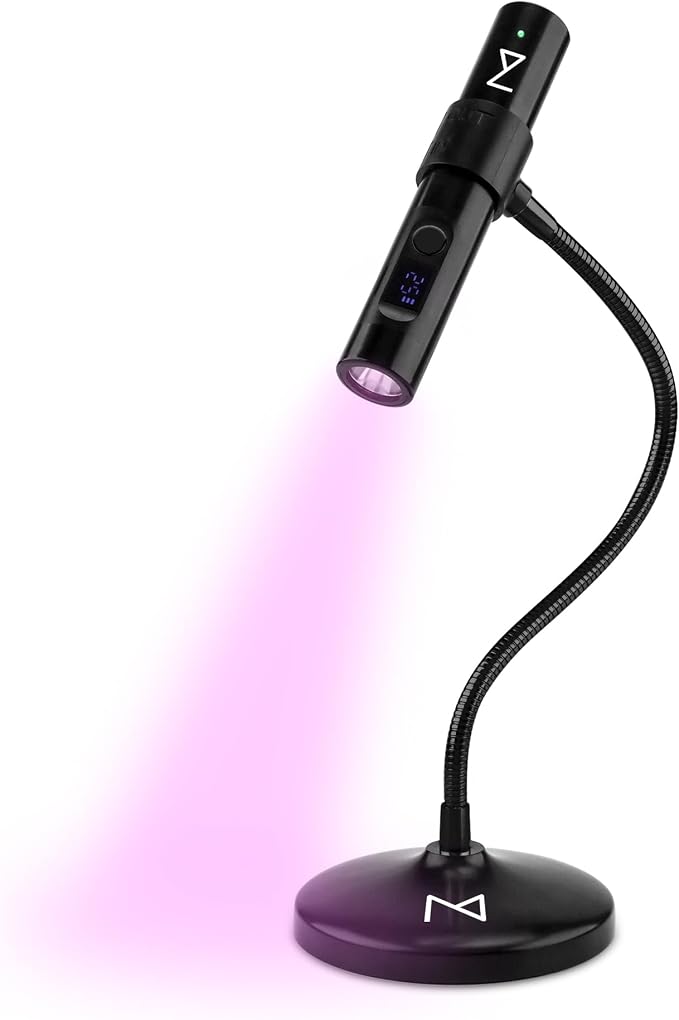 M - GlamCure GO Nail Flash Cure Lamp with Focus Beam Technology, Touch Screen - LED & UV Nail Light - Curing Lamp for Gel Nails, Acrylic, Builder - Both Portable & Adjustable (Black)