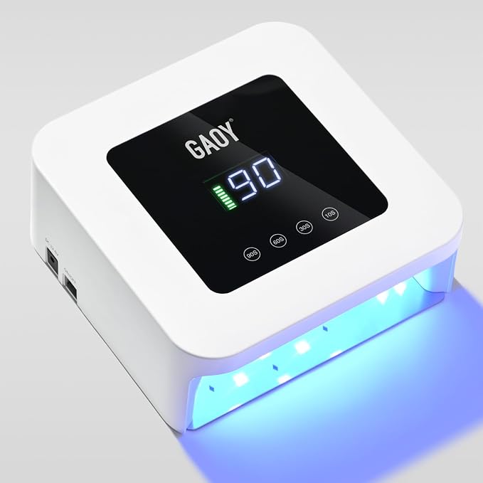 GAOY Cordless UV LED Nail Lamp for Gel Nails, Rechargeable UV Light, White | Professional Nail Dryer, 4 Timers, Automatic Sensor and Sensitive Mode for Fast Curing
