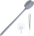 KXF Silicone Back Scrubber for Shower Bath Body Brush with Long Handle Double Sided Exfoliating Shower Brush with a Hook and a Lanyard