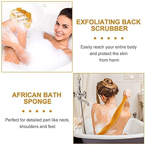 African Net Sponge, Kissfee Body Exfoliating Bath Towel Skin Exfoliation for Shower, Back Scrubber Skin Smoother Long Wash Scrub Cloth Washcloth Washer for Men Women (Green)