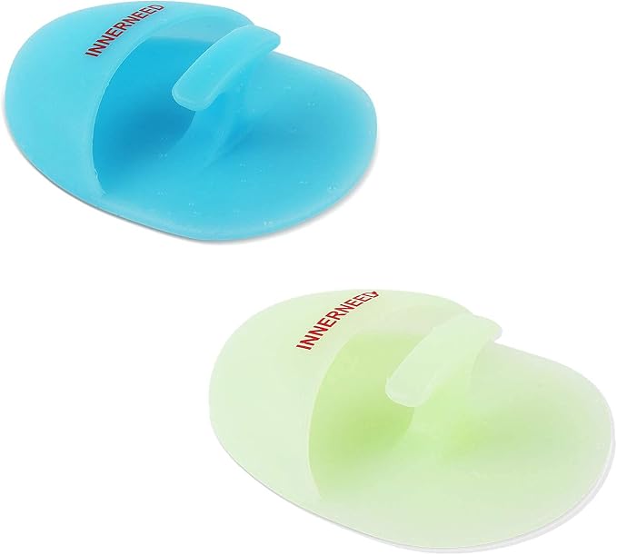 Super Soft Silicone Face Cleanser and Massager Brush Manual Facial Scrubber | INNERNEED Short Bristles Exfoliating Cleansing Handheld Mat Scrubber for Sensitive, Delicate, Dry Skin (Pack of 2)