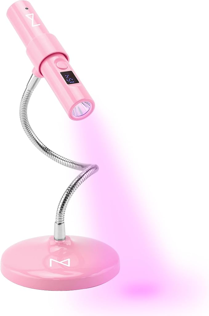 M - GlamCure GO Nail Flash Cure Lamp with Focus Beam Technology, Touch Screen - LED & UV Nail Light - Curing Lamp for Gel Nails, Acrylic, Builder - Both Portable & Adjustable (Pink)