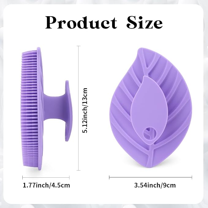 2 Pack Silicone Body Scrubber, Soft Silicone Loofah, Gentle Exfoliating Body Scrubber for Sensitive Skin, Leaf Shaped Shower Scrubbers, Silicone Scrubbers Body Brush for Women Men (Pink & Purple)