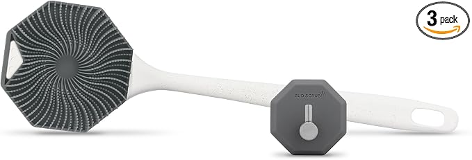 Sud Scrub® Body Scrubber + Extender Handle + Shower Hook Set (Charcoal)