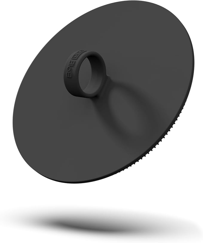 Boie USA Loop Body Scrubber - Soft Silicone-Like Exfoliating Shower Scrubber, Body Cleansing Brush - Hang-to-Wall Loofah Replacement - Body Exfoliator for All Skin Types (Black)