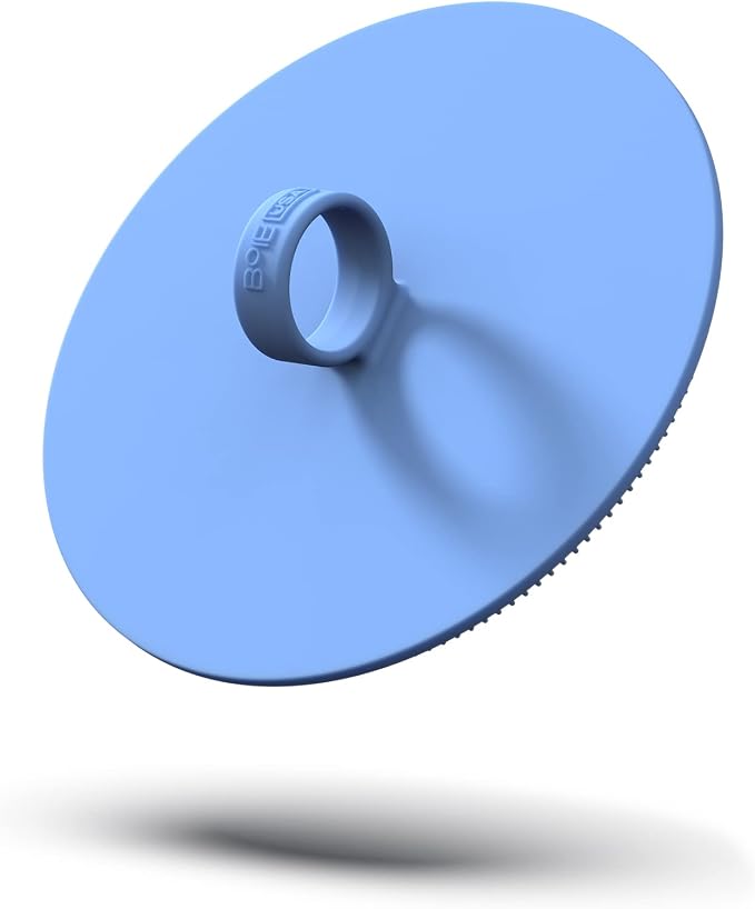 Boie USA Loop Body Scrubber - Soft Silicone-Like Exfoliating Shower Scrubber, Body Cleansing Brush - Hang-to-Wall Loofah Replacement - Antimicrobial Body Exfoliator for All Skin Types (Blue)