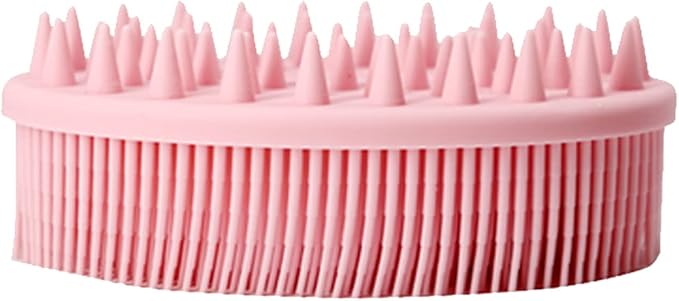Silicone Body Scrubber, Silicone Dish Scrubber, Super Soft Silicone Loofah, Double-Sided for Lathering and Scalp Massaging, Easy to Clean Body and Dish Exfoliator-Pink