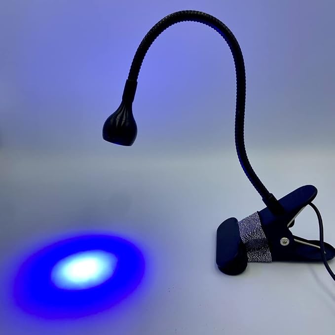 395-405nm Gooseneck UV Flash Cure lamp for Gel x Nails - Sturdy Steel Clamp, 8MM Flexible 10" Arm, 5V USB uv led lamp for Gel Nails + Protective Finger Bandages