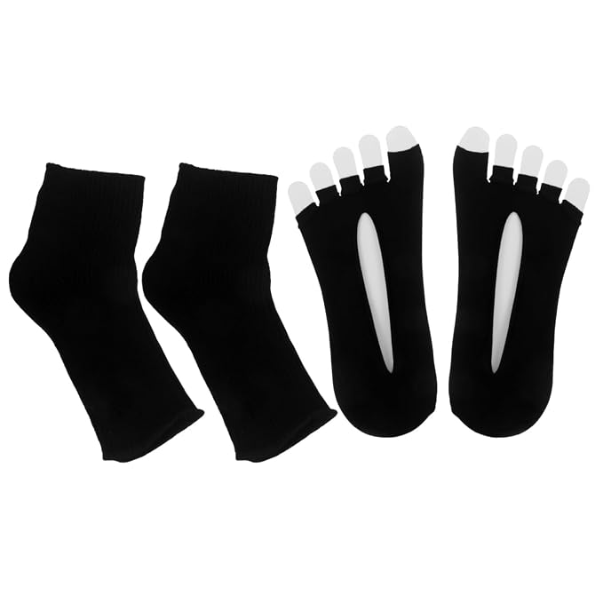 LIOOBO Uv Socks for Gel Pedicure Lamp: 2pcs Anti-Tanning Foot Cover, Comfortable Nail Art Foot Nail Guard for Women Spa Gel Dryer Black