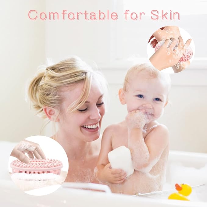 3 Pack Silicone Body Scrubber, Soft Silicone Loofah Exfoliating Body Scrubber, Silicone Body Brush Bath Shower Scrubber for Body, 2 in 1 Bath and Shampoo Wash Brush for Skin Exfoliation Men Women