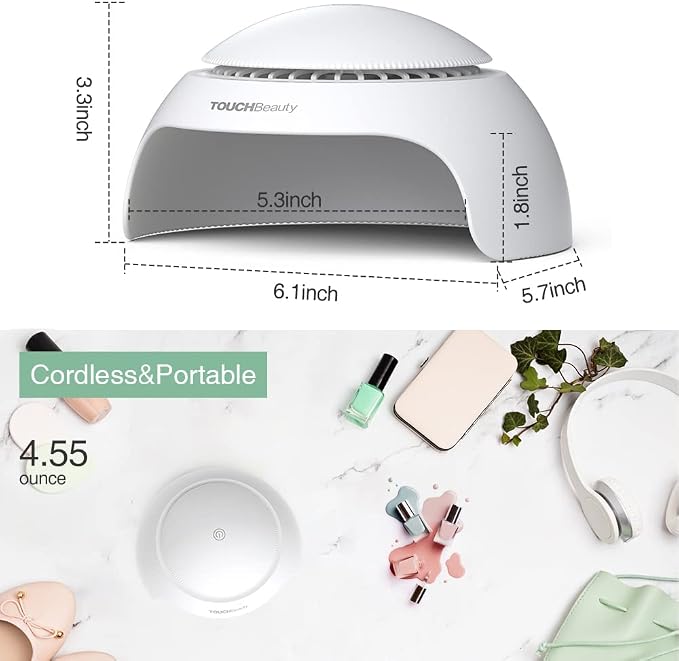 TOUCHBeauty Nail Dryer for Kids Teens Beginners: LED Fan & Light, Safe, Battery Powered, Non-Hands Tanned Version (TB-2130)