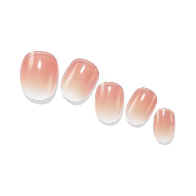 Heyhae Semi Cured Gel Nail Strips Salon Quality - Hey, You Off Today? | No UV Light Needed | Salon Quality, Easy Apply & Remove | 28 Strips, 1 Prep Pad, Nail File, Wooden Stick | Neutral Ombre