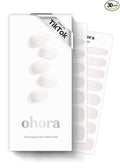 ohora Semi Cured Gel Nail Strips (N Veil) - White, Ombre, Works with Any UV/LED Lamps, Salon-Quality, Long Lasting, Easy to Apply & Remove - Includes 2 Prep Pads, Nail File & Wooden Stick