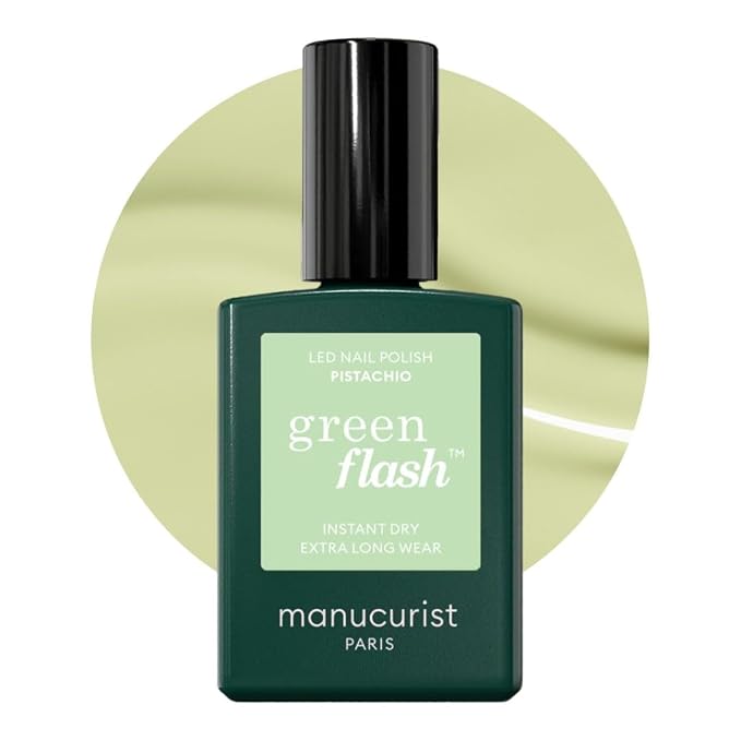 Manucurist Green Flash Pistachio Pale Green LED Gel Nail Polish | LED Gel Polish & Semi-Permanent Nail Varnish, UV Nail Lamp - 12-Free, Bio-Sourced, Vegan, Made in France, 0.5 fl oz