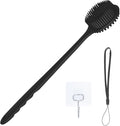 KXF Silicone Back Scrubber for Shower Bath Body Brush with Long Handle Double Sided Exfoliating Shower Brush with a Hook and a Lanyard
