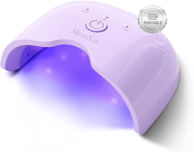 MelodySusie Cordless UV/LED Nail Lamp P-Art06G for Gel Polish | 6W, 45s/75s timers, smart sensor, 1000mAh, 3-5h use. Safely cures half-cured strips, base coat, and top coat without heat