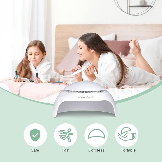 TOUCHBeauty Nail Dryer for Kids Teens Beginners: LED Fan & Light, Safe, Battery Powered, Non-Hands Tanned Version (TB-2130)