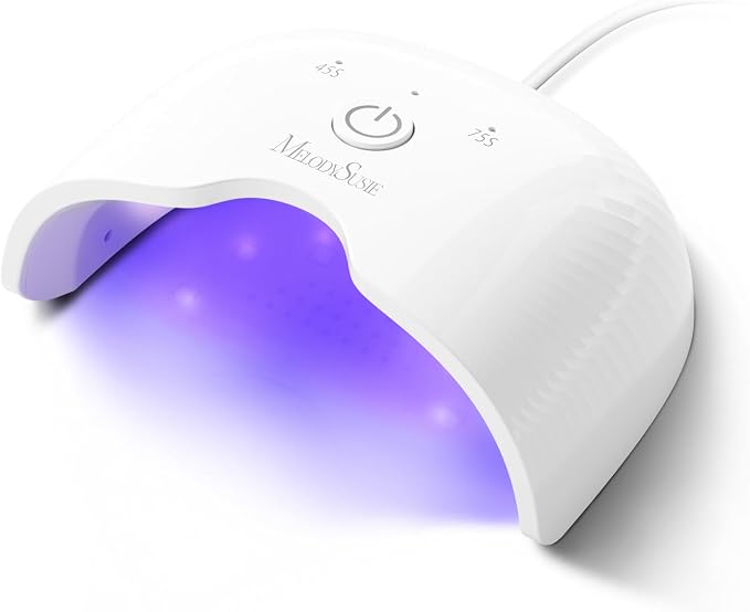 MelodySusie Lightweight Compact UV Nail Lamp P-Art06F for Half-Cured Gel | 6W, 45s/75s Timer, One-Button Control, 6 UV/LED Beads, Base Coat, Top Coat, Beginners, Corded