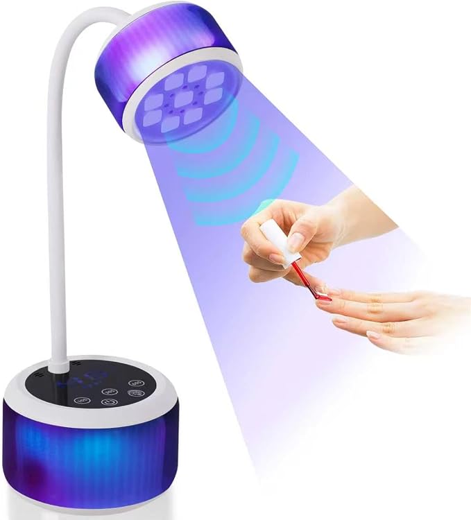 27W Cordless UV Nail Lamp,Rechargeable Flash Cure Nail Dryer with 4 Timers,Auto Sensor,14 Color Light,Portable Mini UV Light for Gel Nails Polish,Adjustable Goosenecks Lamp for Home Travel Manicure