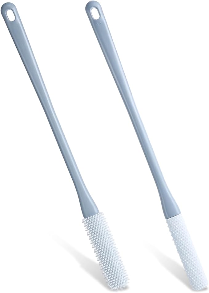 Lusofie 2Pcs Silicone Foot Brush with Massage Bristles Toe Cleaning Brush | Long Handle Foot Scrubber in Bath Shower Pedicure Tool