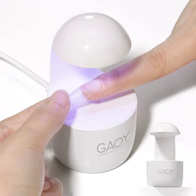GAOY Mini UV Light for Gel Nails, Small LED Nail Lamp, Fast Curing, White | Portable Travel Manicure, Perfect for Nail Tips & Quick Repairs, DIY Nail Art, USB-C Powered