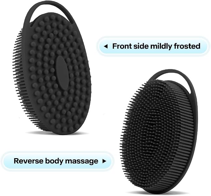 Silicone Body Scrubber,Loofah Exfoliating Body Scrubber,Bath Brush,Set of 3 Soft Body Scrubber,Deep Pore Cleansing,Long Lasting and Durable,Bristles Suitable for Sensitive Skin and Scalp