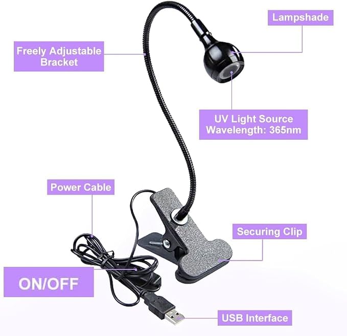 USB 3W LED UV Ultraviolet Phone Glue Curing Lamp,UV Led Nail Lamp for Gel Nails,Portable Clamp Flexible Desk Lamps for Mobile Repair,Plug and Play Silver | UV Ultraviolet Phone Glue Curing Lamp,Portable Clamp Flexible Desk Lamps for Mobile Repair,Plug ...