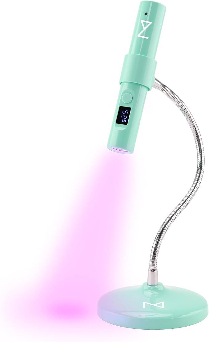 M - GlamCure GO Nail Flash Cure Lamp with Focus Beam Technology, Touch Screen - LED & UV Nail Light - Curing Lamp for Gel Nails, Acrylic, Builder - Both Portable & Adjustable (Teal)
