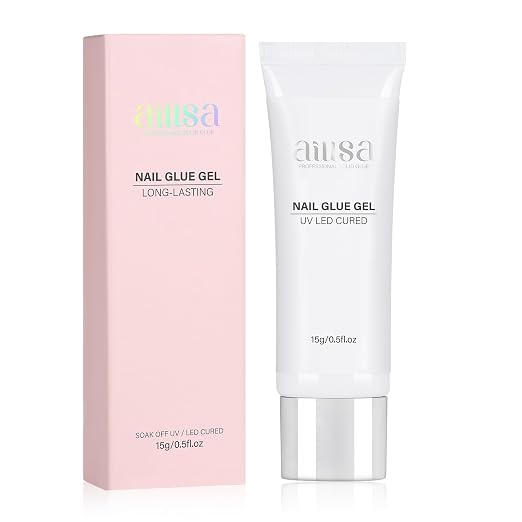 AILLSA Solid Gel Nail Glue for Nail Tips Strong Nail Glue for Press Ons | Professional Fake Acrylic Soft Nails Glue U V Lamp Curing Needed - Long Lasting 15g / 0.5fl.oz