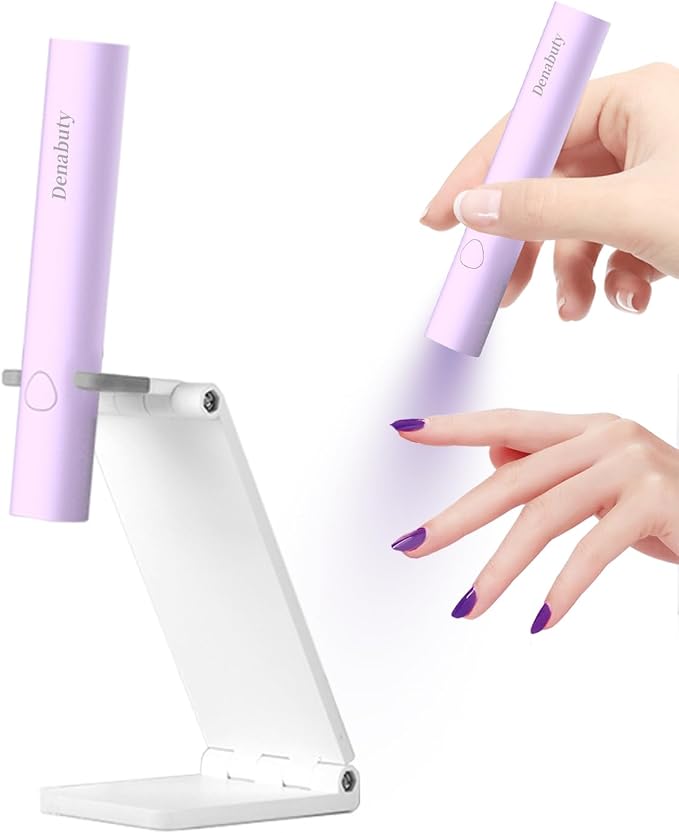 UV Light for Gel Nails, Mini UV LED Nail Lamp Handheld with Stand | Portable Nail Dryer Rechargeable USB Cordless, Nail Light with 2 Timers for Fast Drying, Violet