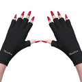 MelodySusie Premium Fingerless Protection UV Gloves for Gel Manicures | UPF50+ UV Blocking Fabric, Protect Hands from Sun and Nail Dryer Harm,Unisex for Salon & Home Gel Manicure,Black