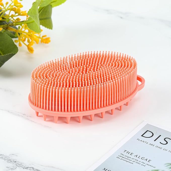 Silicone Body Cleansing Brush, Gentle Exfoliating Brush for Scalp Massage and Deep Cleansing, Suitable for Men, Women, and Children, All Skin Types, 1-Piece Set (Orange)