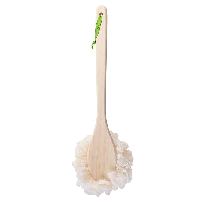 Bath Pouf with Handle - Hard-to-Reach Cleansing Sponge - EcoPouf Bath Brush - Assorted Colors (Pack of 2)