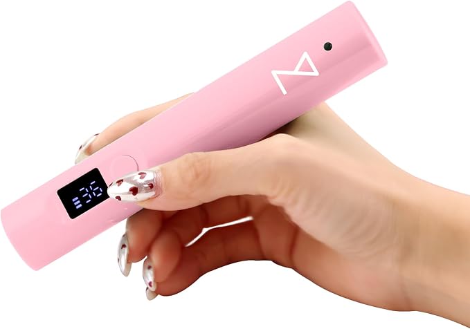 M - GlamCure GO Nail Flash Cure Lamp with Focus Beam Technology, Touch Screen - LED & UV Nail Light - Curing Lamp for Gel Nails, Acrylic, Builder - Both Portable & Adjustable (Pink)