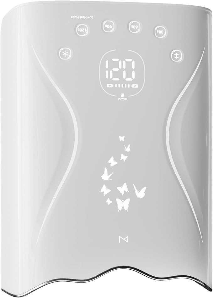 M Nova Cure Nail Lamp 115W UV LED, Professional Gel Nail Light, Fast Curing Lamp for Gel Polish Builder Gel Acrylic, 45 LED Beads, Smart Sensor Timer, Portable Salon Use – White