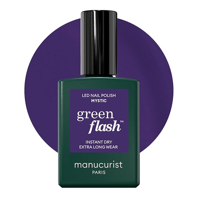 Manucurist Green Flash Mystic Purple Blue LED Gel Nail Polish | LED Gel Polish & Semi-Permanent Nail Varnish, UV Nail Lamp - 12-Free, Bio-Sourced, Vegan, Made in France, 0.5 fl oz