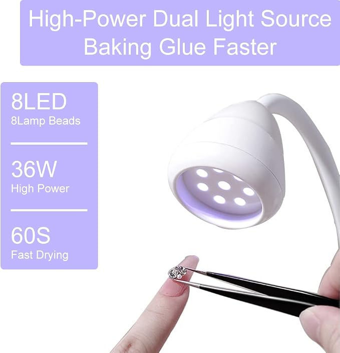 36W UV LED Nail Lamp, Gooseneck UV Light for Gel Nails Hands Free | Rechargeable Mini Portable Dryer With Brush Holder for Travel Home & Salon Manicure