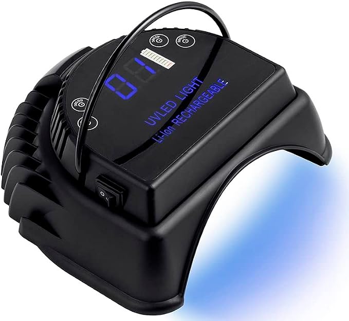 64W Rechargeable Pro LED Gel Nail UV Light UV LED Nail Lamp Cordless Led Light for Nails(Black)