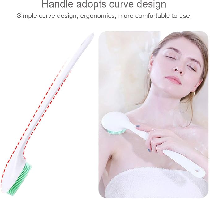 Silicone Body Scrubber Exfoliator, Back Bath Brush Long Handle for Shower | Exfoliating Back Scrubber for Shower for Men Women, Shower Brush for Back with Soft Bristles, BPA Free, Non-Slip