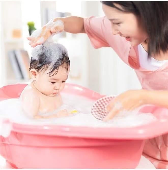 Exfoliating Silicone Body Scrubber Silicone Bath Brush Glowing Skin Silicone Shower Loofah for Gentle Exfoliating Long Lasting Lathers Well & More Hygienic Than Traditional Loofah Body Brush (Pink)