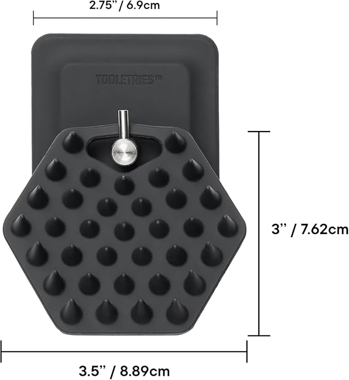 TOOLETRIES Silicone Beard Scrubber for Men with Hook - Charcoal | Beard brush and exfoliator that removes beardruff and oil build-up while boosting beard wash and oil performance.